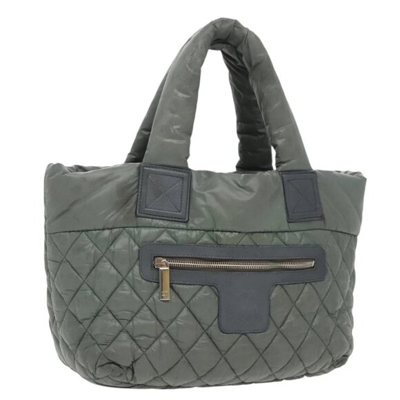 CHANEL Cococoon Shoulder Bag Nylon Gray Silver CC - Picture 1 of 15